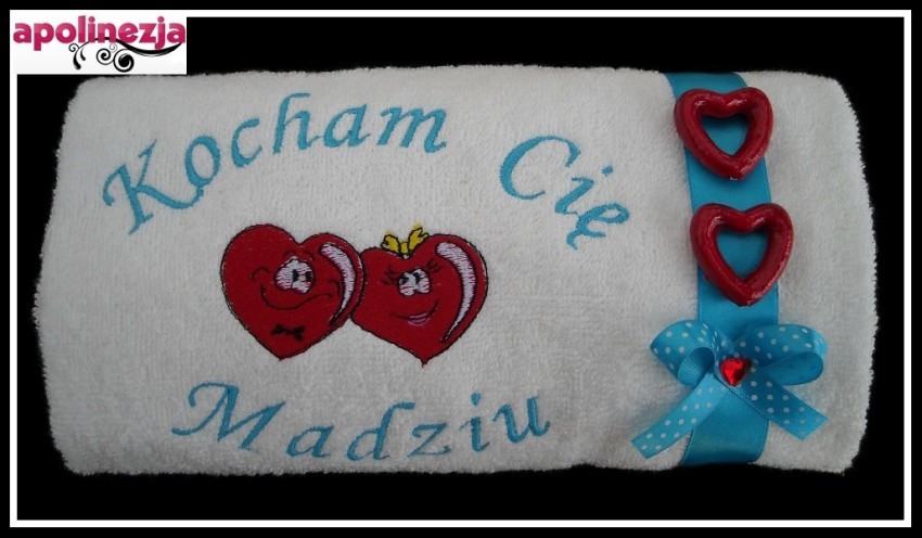 Ręcznik z Haftem „Kocham Cię”